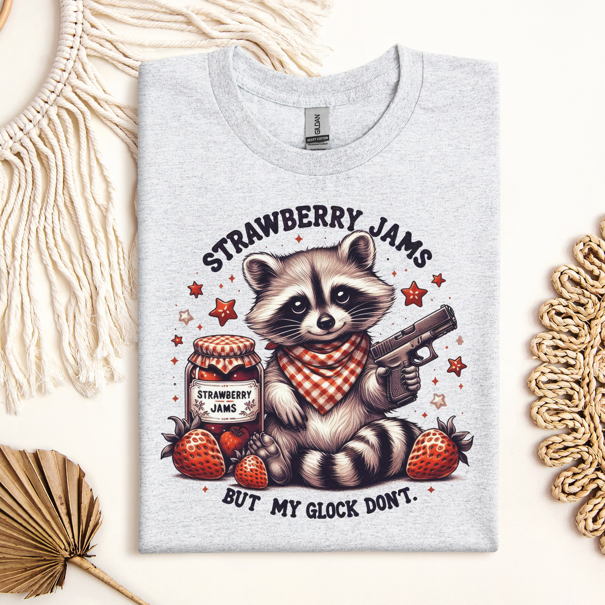 Strawberry Jams But My Glock Don't Racoon Tee
