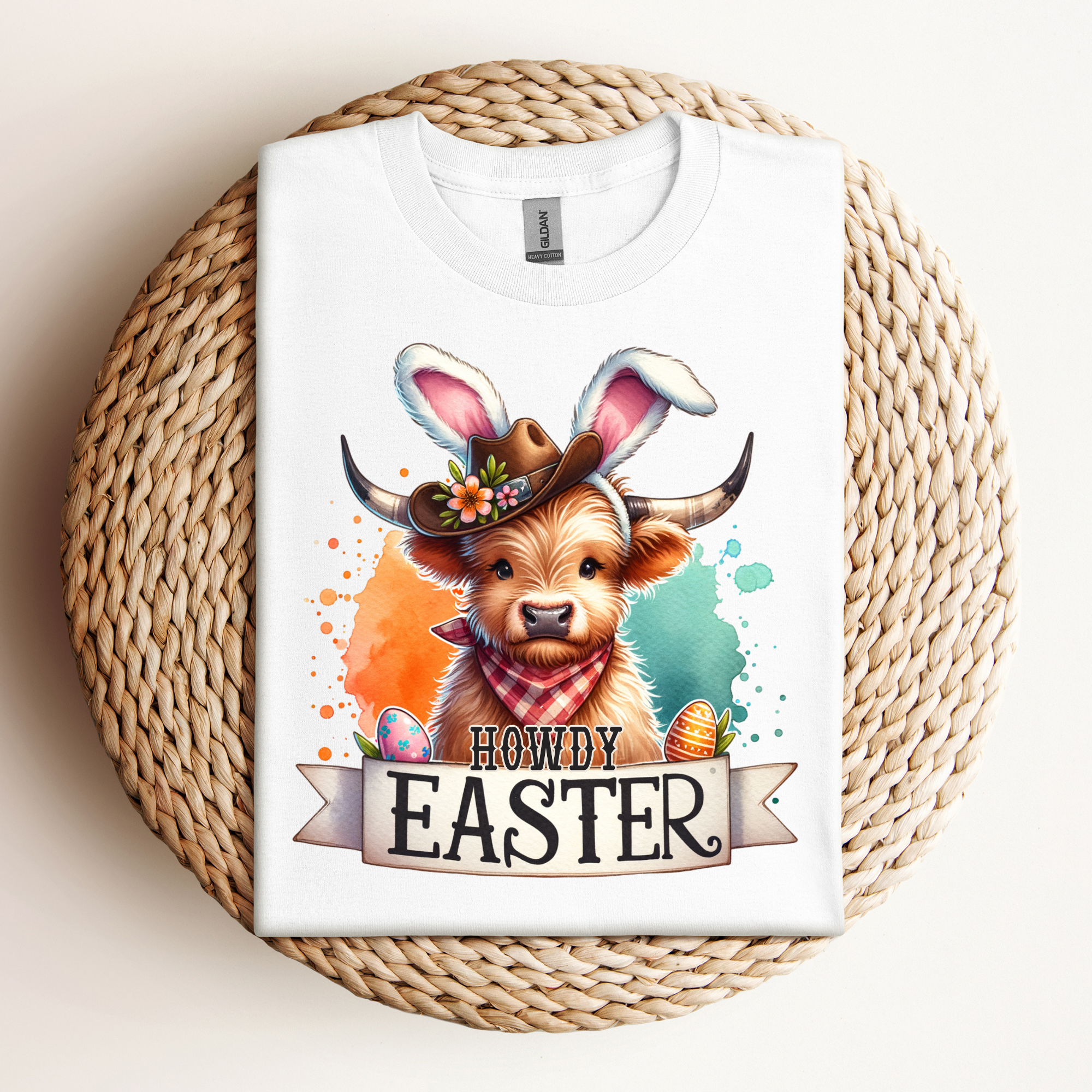 Howdy Easter Highland Cow Tee