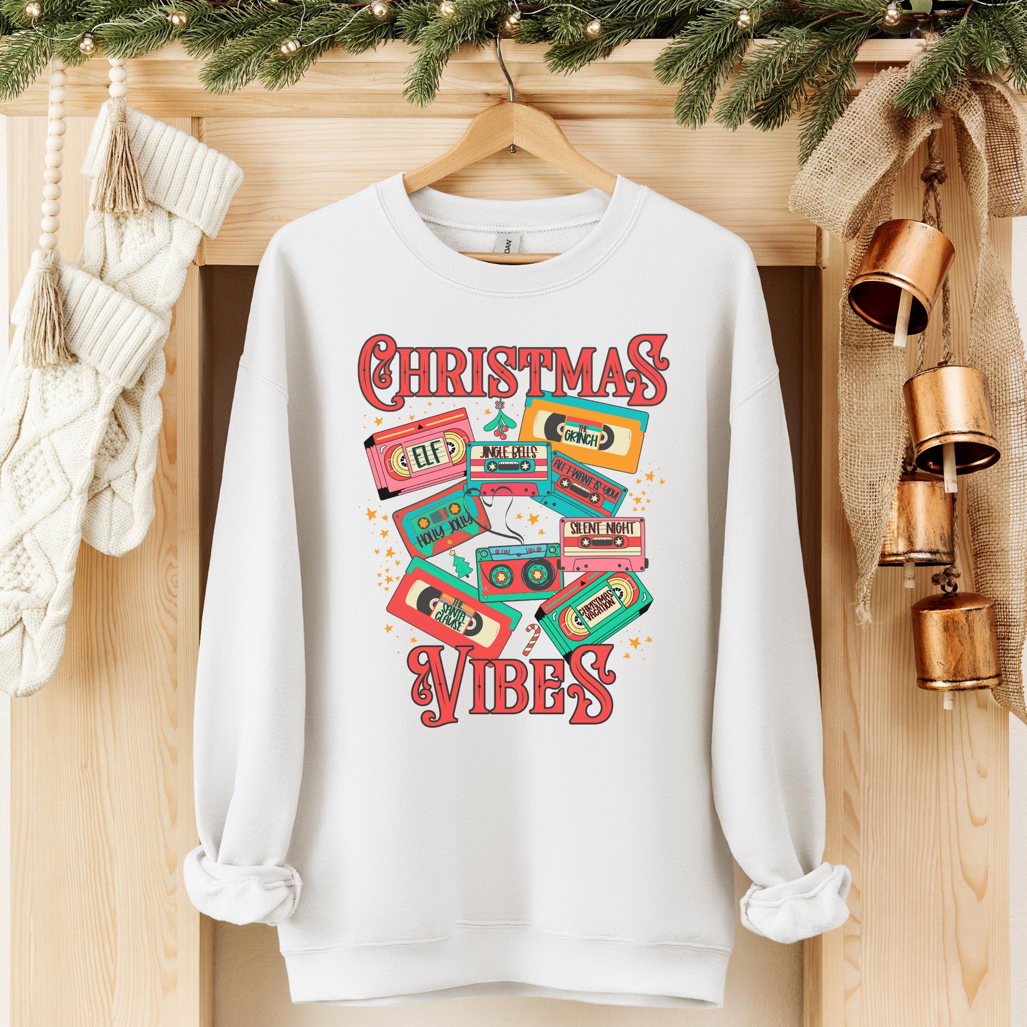 Christmas Vibes VHS & Casette Tape Sweater