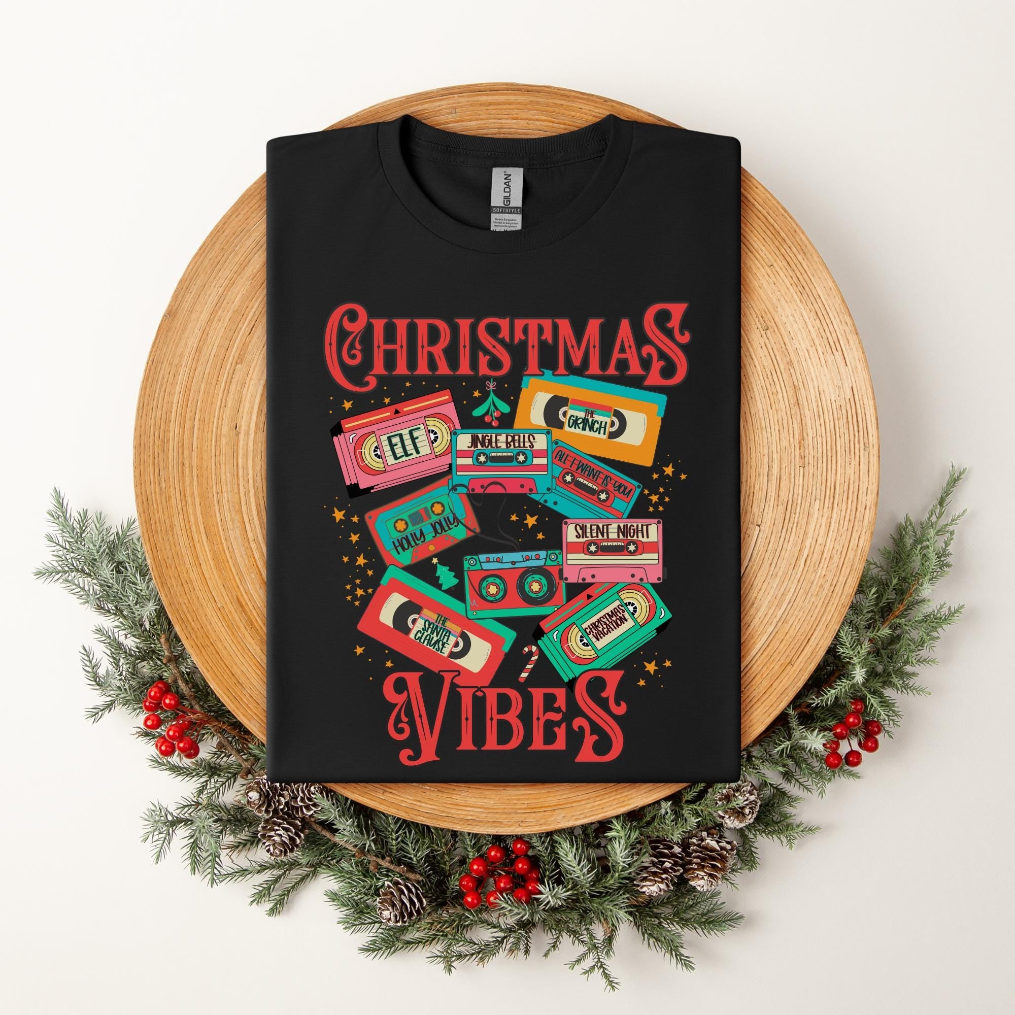 Christmas Vibes VHS & Casette Tape Tee