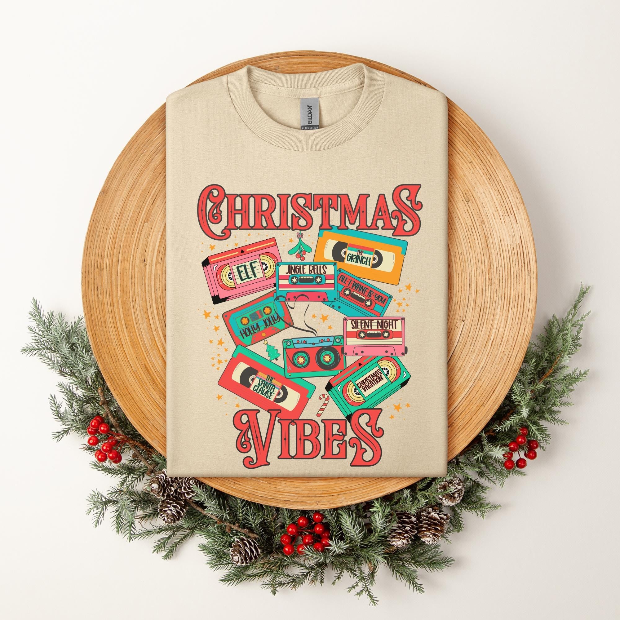 Christmas Vibes VHS & Casette Tape Tee