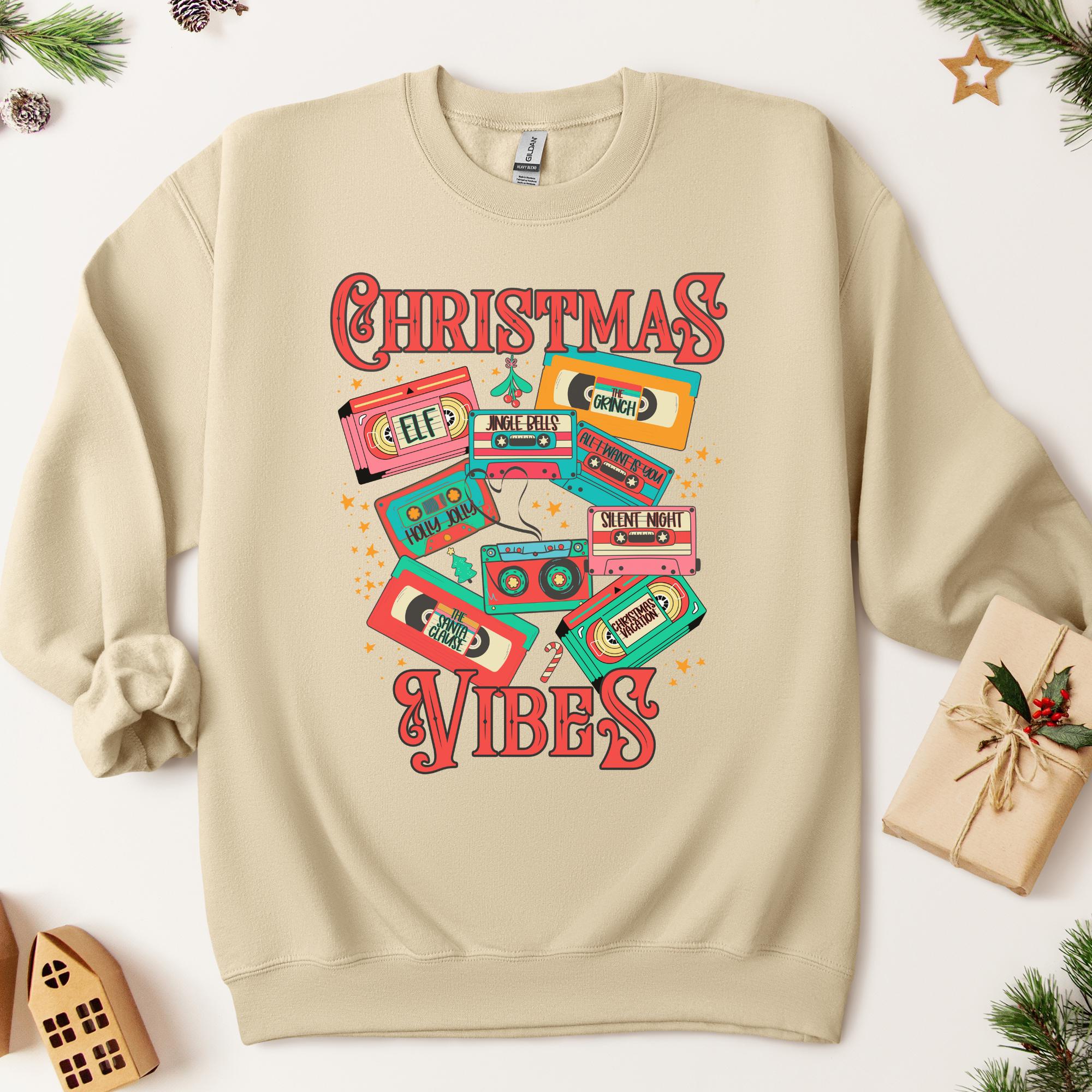 Christmas Vibes VHS & Casette Tape Sweater