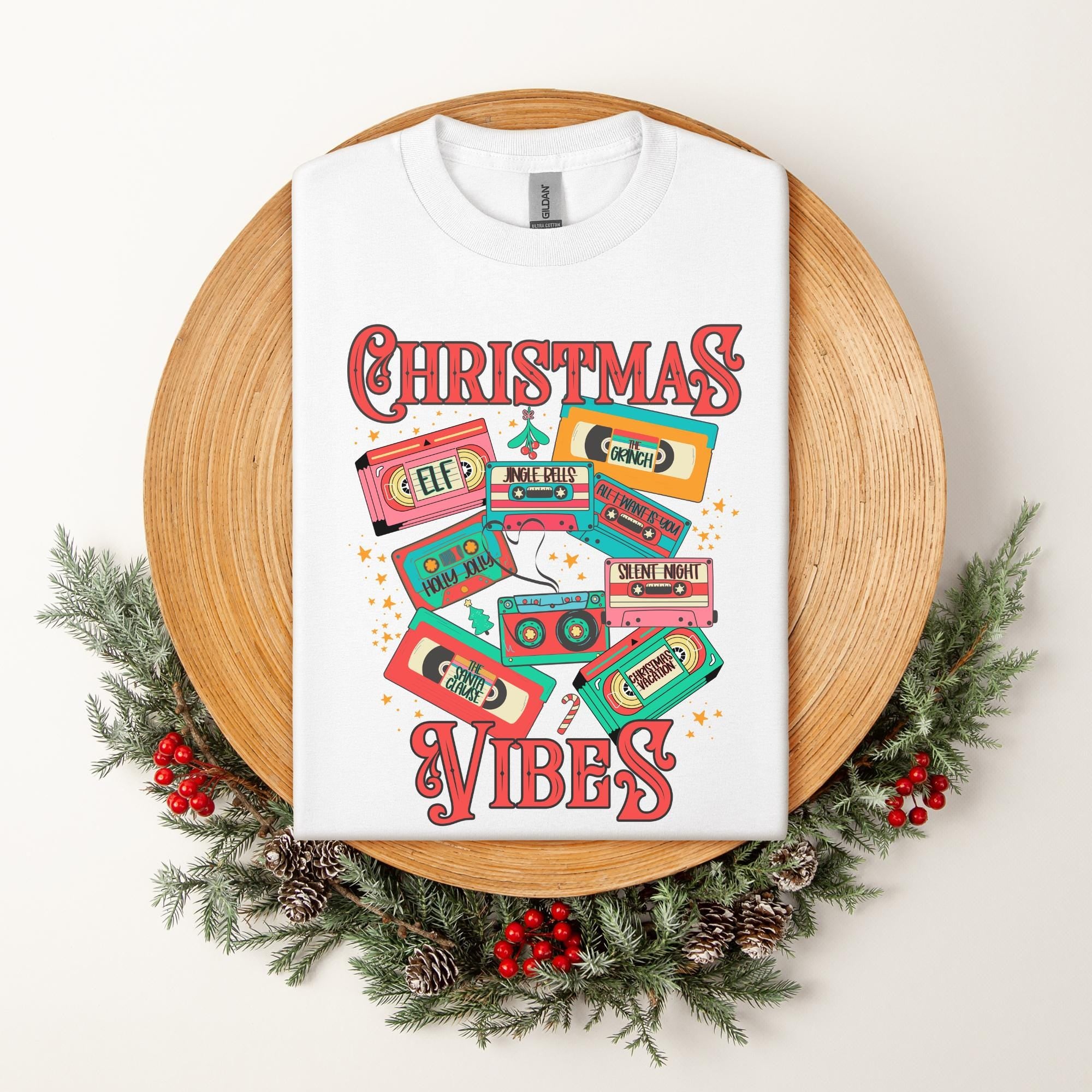 Christmas Vibes VHS & Casette Tape Tee