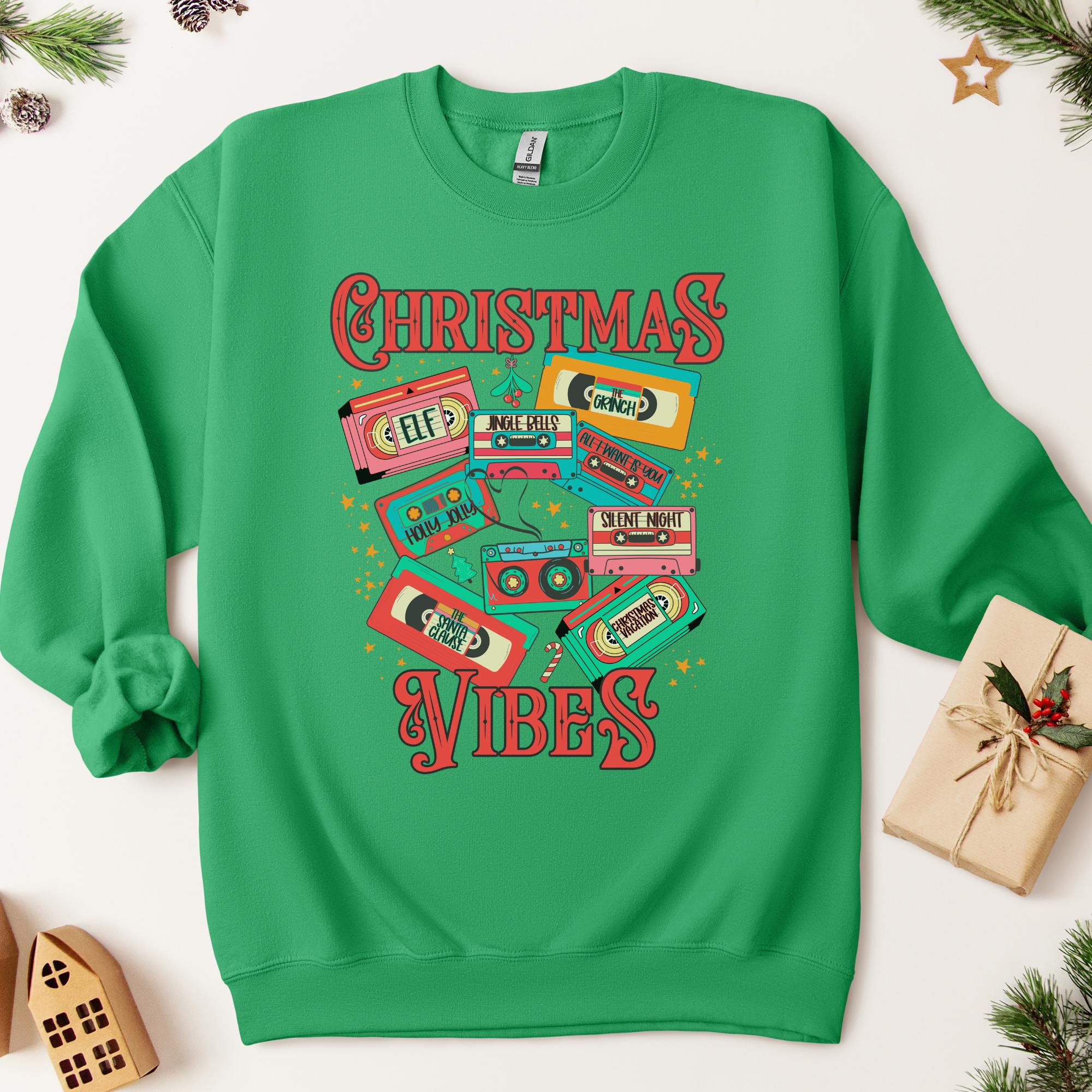 Christmas Vibes VHS & Casette Tape Sweater