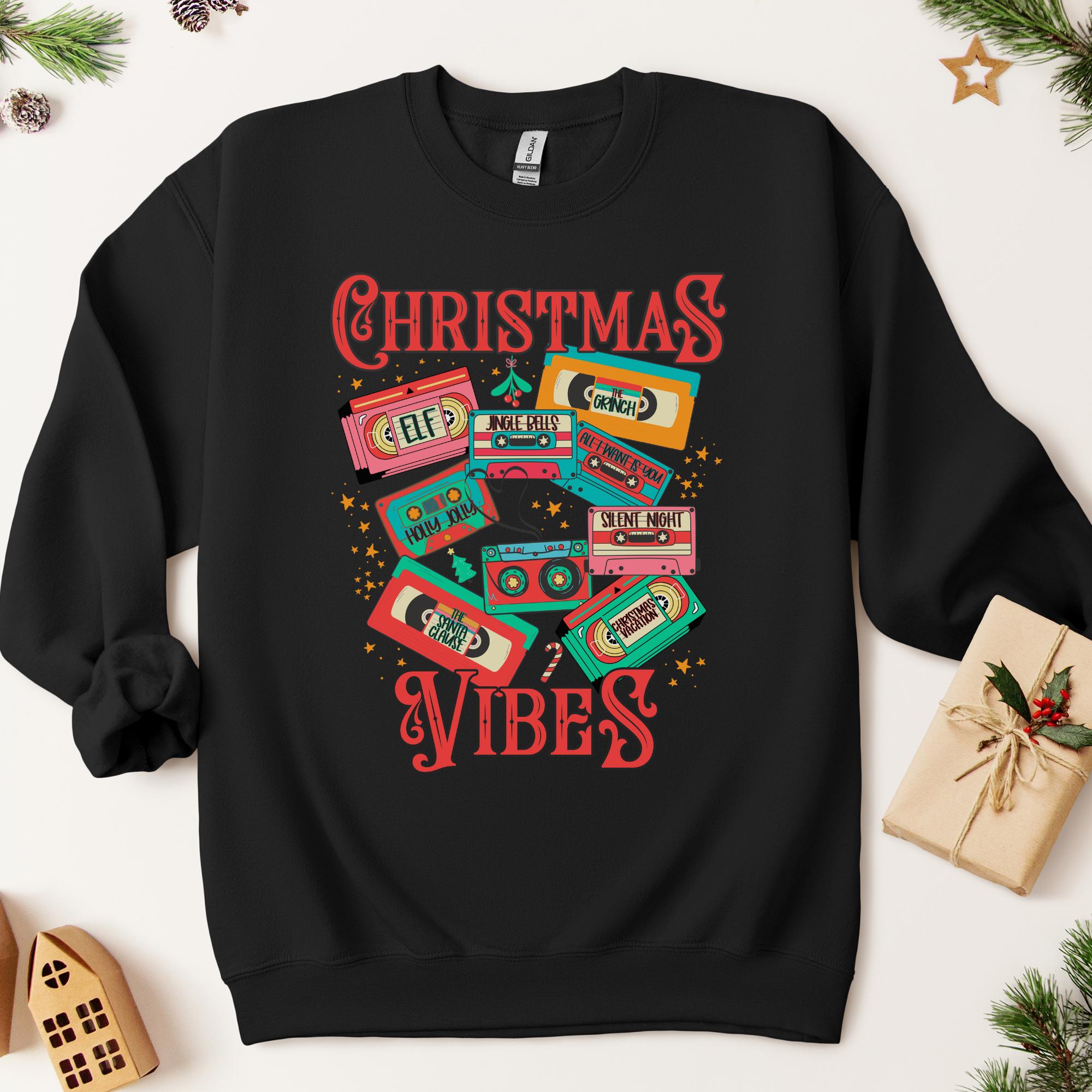 Christmas Vibes VHS & Casette Tape Sweater